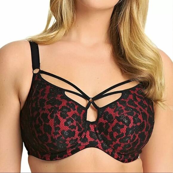 Elomi Animal Print Nicole Strappy Underwire Full Coverage Cage Bra Size 32L - Picture 1 of 4